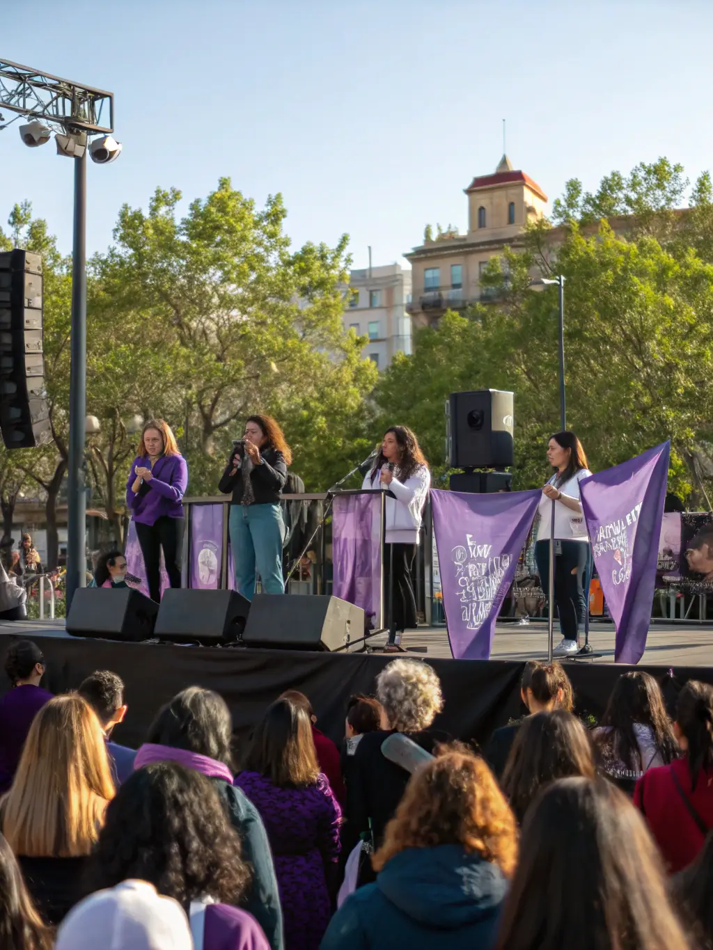 A photo of UFCS volunteers advocating for women's rights, highlighting their commitment to social justice and equality.